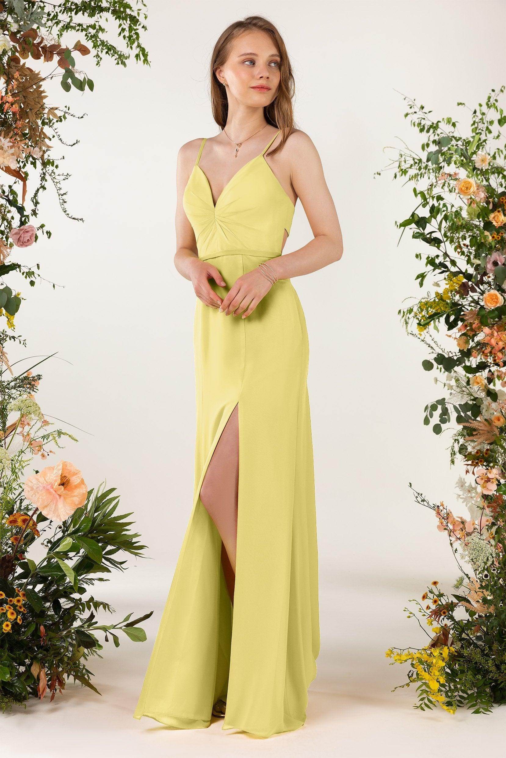 Sheath Sweep-Brush Train Chiffon Bridesmaid Dress CB0466 - COCOMELODY